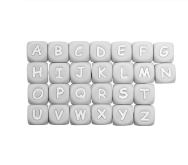 hellgrau  Silikon Buchstabenwürfel 10mm nach Wahl - Stückpreis