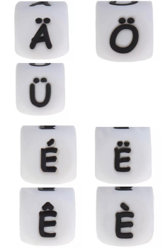 Silikon Buchstabenwürfel 12mm Sonderzeichen