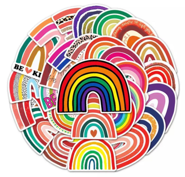 50 Regenbogen Sticker kräftig