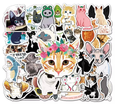 50 Katzen Sticker gemischt