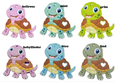 fröhliche Schildkröte Anhänger mehrfarbig Silikon in 6 Farben