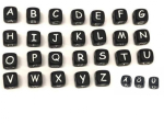 Black schwarz Silikon Buchstabenwürfel 10mm nach Wahl - Stückpreis