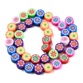 Polymer Perlen Blümchen mit Smile für coole Sommerarmbänder ca 40 Stück a 10mm Durchmesser