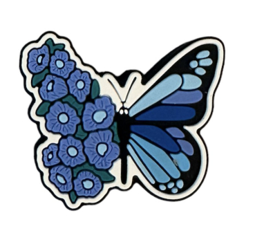 blauer Schmetti mit Blumen Motivperle Silikon
