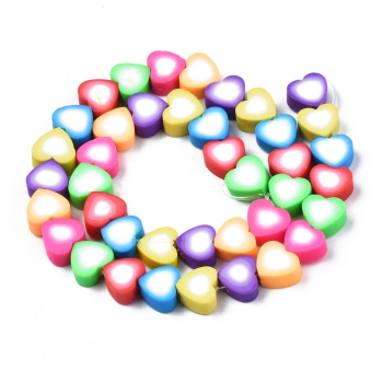 Polymer Perlen Herzchen mit weiss für coole Sommerarmbänder ca 40 Stück a 10mm Durchmesser