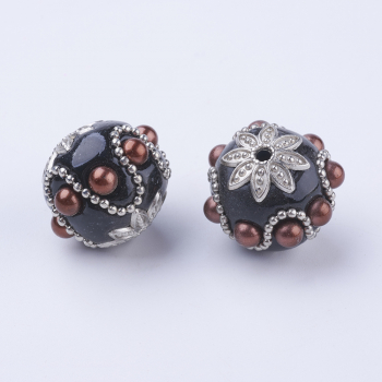 Indio Perlen schwarz mit bronze 22mm XXL Perle