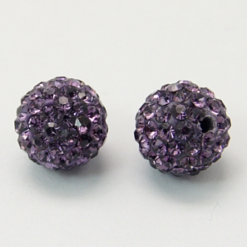 5 Glitzerperlen 8mm (5 Perlen im Set) lila halbgebohrt